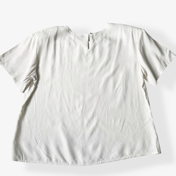 VTG 80s Herman Geist for Talbots Antique White Relaxed Short Sleeve Shirt Blouse - Picture 5 of 9
